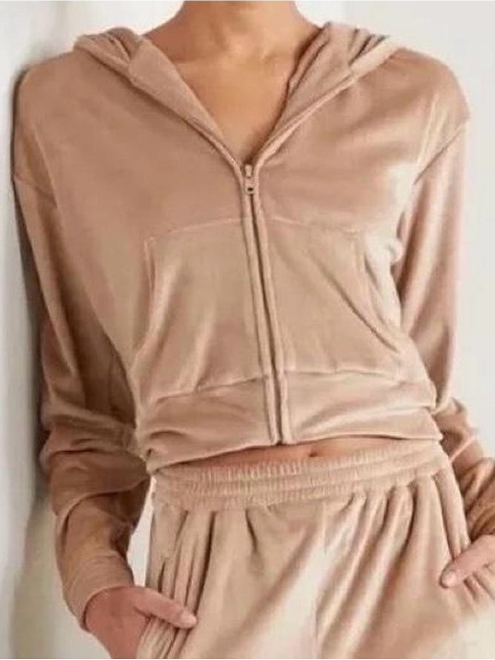 SKIMS Cropped Zip-Up Velour Hoodie Size XL
